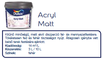Dulux Acryl Matt adatok