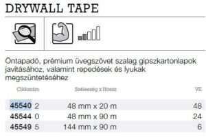 Schuller Drywall Tape Pro típusok