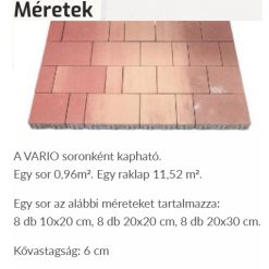 London Vario térkő méretek