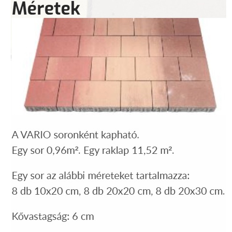 London Vario térkő méretek